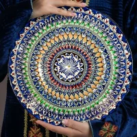 Ляган - Риштан, керамика, ручная работа, узор МИКС, Ø 42 см