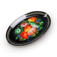 Блюдо овальное - Народные мотивы, стекло, 24,5 х 15 х 2 см