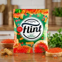 Сухарики пшенично-ржаные - Flint, со вкусом красной икры, 70 г