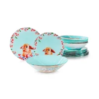 Tafelservice - Kaninchen, Glas, 19 Teile, für 6 Personen