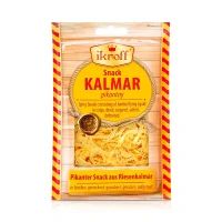 Pikanter Snack aus Riesenkalmar in Streifen, scharf, gesalzen und gezuckert, 36 g
