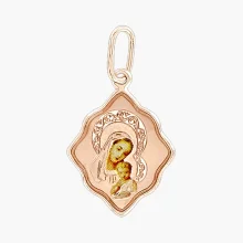 Ikone - Anhänger, Rotgold 585°, Emaille, 26 mm