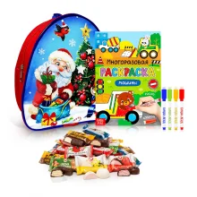  Подарочный рюкзак с конфетами и раскраской - Дед Мороз, 20 х 23 см