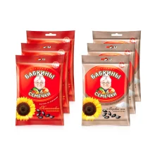 Geröstete Sonnenblumenkerne - Babkiny, mit Meersalz und ohne, 6 х 100 g Geröstete Sonnenblumenkerne - Babkiny, mit Meersalz und ohne, 6 х 100 g