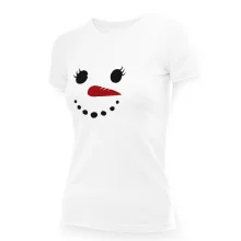 Футболка женская - дизайн Снеговик, хлопок