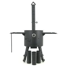 Set - Feuerofen mit Rohr Ø 44 cm + Rohrverlängerung + Thermometer + Rollen: 4 Stück + Ablagetisch: 2 Stück + Zahnstocherspender