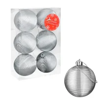 Weihnachtskugeln - Talassa, Kunststoff, Farbe silber, Ø 6 cm, 6 Stk.