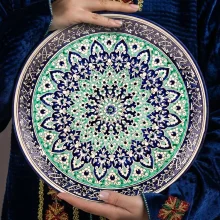 Lagan - KaraKalam blau-grün, Rischtan Keramik, Ø 37 cm