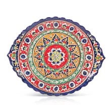 Ляган резной овальный, КараКалам KO1, Риштан, 34 х 42 см