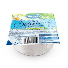 Körniger Frischkäse - Tworog derewenskij, 16 % Fett,  Milochka, 275 g 