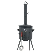 Utschak Feuerofen Ø 36 cm + Gusseisen-Kasan 10 L, flacher Boden + Küchenzubehör, Usbekischer Kochtopf aus Gusseisen