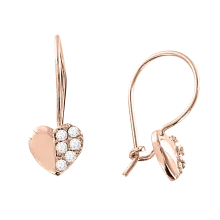 Kinderohrringe, Rotgold 585°, Zirkonia, französischer Verschluss, 16 mm