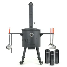 Set-Feuerofen mit Rohr Ø40cm+Kasan,Ø42,5cm,12+Thermometer+Rohrverlängerung+Schaumlöffel+Schöpfkelle+Rollenset+Ablagetisch+Griff+Zahnstocherspender