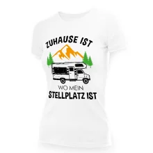 T-Shirt für Frauen - Design Zuhause ist wo mein stellplatz ist, Baumwolle, Größe L