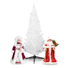Set - Weihnachten, Weihnachtsbaum weiß 120 cm + Weihnachtsmann + Schneemädchen
