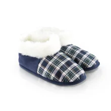 Hüttenschuhe kariert, Marineblau, Größen 36 - 45