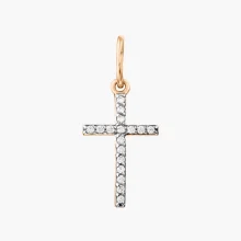 Kreuz Anhänger, Rotgold 585°, Zirkonia, 21 mm