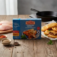 Tschebureki, Teigtaschen - Taschki, mit Hähnchenfleischfüllung, frittiert, Dovgan, 240 g