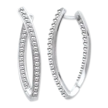 Ohrringe, Silber 925° , Zirkonia, englischer Verschluss, 33 mm
