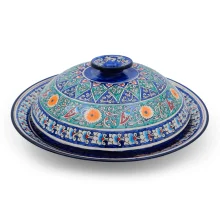 Lagan mit Deckel- KaraKalam LK-002, Rischtan Keramik, Ø 42 cm