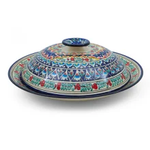 Lagan mit Deckel- KaraKalam LK-005, Rischtan Keramik, Ø 42 cm
