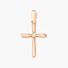 Крест, красное золото 585°, фианит, 25 мм