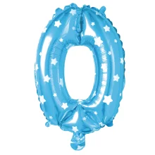 Folienballon - Zahl 0 - in hellblau mit Sternchen