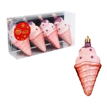 Weihnachtsbaumschmuck Set - Eistüte, Kunststoff, rosa, 10 х 4,5 cm, 4 Stk.