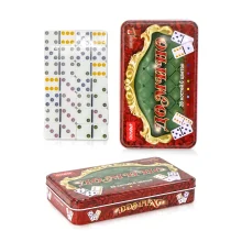 Domino-Spiel - Roter Samt, im Metallbox, 19,5 x 12 x 3,5 cm