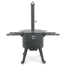 Feuerofen Utschak Ø 49 cm mit Abzugsrohr, für Kasan 22 L, Thermometer, Transportrollen, Ablagetischen, Ofenplatte