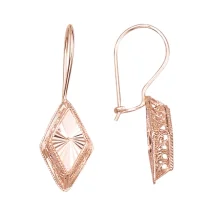 Серьги, красное золото 585°, французкая застежка, 26-28 мм