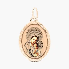 Ikone - Anhänger, Rotgold 585°, Emaille, 33 mm