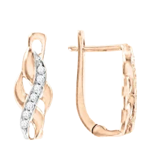 Ohrringe, Rot- / Weißgold 585°, Zirkonia, englischer Verschluss, 14 mm