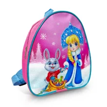 Rucksack für Kinder - Schneemädchen mit Hase, Textil, rosa, 20 x 23 cm