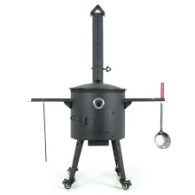 Set - Feuerofen mit Rohr Ø40cm+Kasan mit Deckel, runder Boden,Ø42,5cm,12+Thermometer+Schaumlöffel+Rollenset+Ablagetisch+Griff+Zahnstocherspender