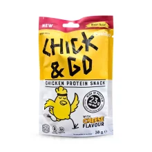 Getrocknete Hähnchenbrustfiletscheiben mit Käsegeschmack, Chick & Go, 30 g