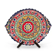 Lagan, geschnitzt, oval, KaraKalam KO1, Rishtan Keramik, 34 х 42 cm