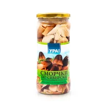  Грибы сморчки, в солено-чесночном рассоле, Ура, 480 г