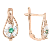 Kinderohrringe, Rotgold 585°, Zirkonia, englischer Verschluss, 10 mm