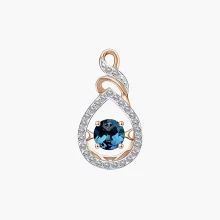 Anhänger, Rotgold 585°, Topas, Zirkonia, 20 mm 1,98 gr