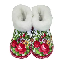 Hüttenschuhe mit Pawlowski Possad Dekor, Rot, Größe 36