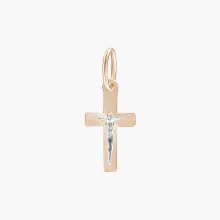 Kreuz Anhänger, Rot- / Weißgold 585°, 23 mm 0,77 gr