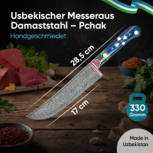 Usbekischer Messer aus Damaststahl – Pchak, 28,5 cm