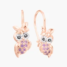 Kinderohrringe, Rotgold 585°, Zirkonia, französischer Verschluss, 17 mm