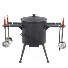 Учаг печь Ø 36 см + чугунный казан 10 л, плоское дно, столики + кухонные принадлежности, узбекский чугунный казан для гриля и плова