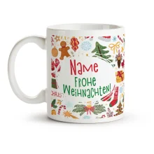 Namenstasse - Design Frohe Weihnachten und ein glückliches Neues Jahr, Keramik, 330 ml