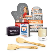 Набор - Posylka.de, прихватка: 2шт. + губка для мытья посуды: 2 шт. + ложка + лопатка + диспенсер для зубочисток