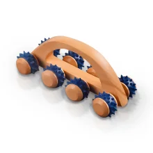 Массажёр - Гусеница, 8 колёс с ручкой, дерево, 15 х 6,8 х 6,5 см