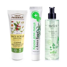 Gesichtsset - Kräuterpeeling + Reinigungsgel + Creme