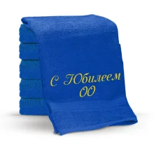 Handtuch - S Jubileem - ljubaja data, Farbe dunkelblau, Baumwolle 100 %, 50 x 100 cm